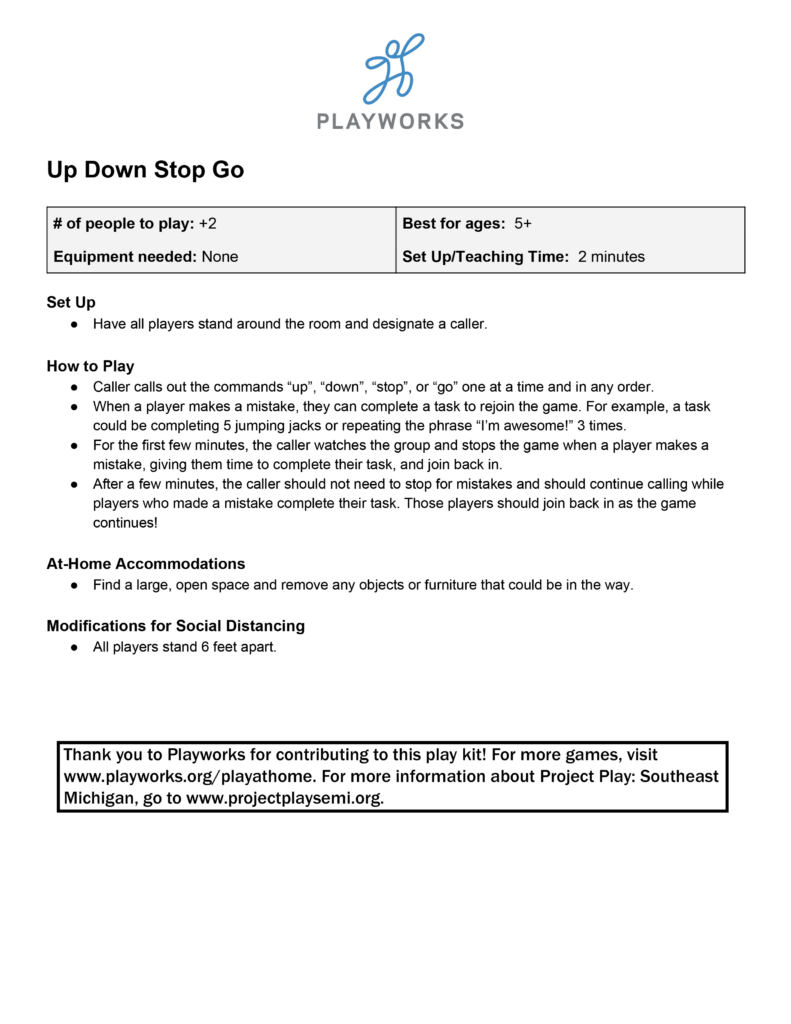 Playworks Play at Home: Popcorn - Project Play Southeast Michigan